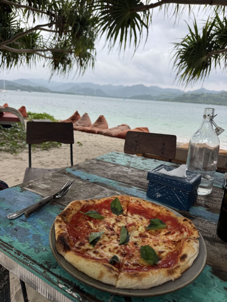 Pizza from the Nautilus restaurant on Gili Asahan