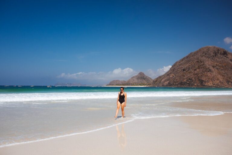 Girl at Selong Balanak Beach in Lombok