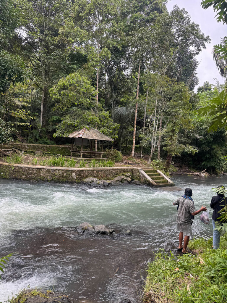 Lombok River tubing: How to Visit Bawak Goak Sesaot 6 Little picnic house further down the river on the left side.