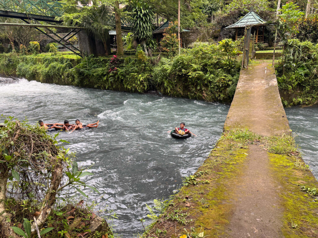 Lombok River tubing: How to Visit Bawak Goak Sesaot 18 kids tubing down the river