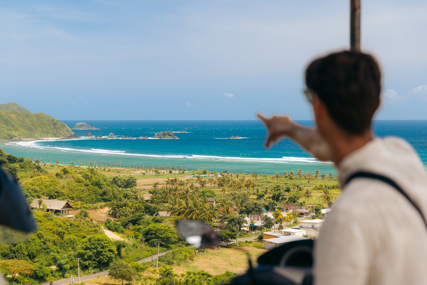 Tampah Beach west of Mawun near Kuta Lombok seen from the Skylancing viewpoint above the bay