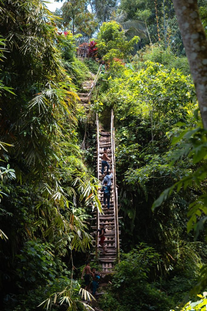 Tetebatu Waterfall (Durian Indah): A Local's Guide 11 Bamboo staircase down to the river at Tetebatu waterfall